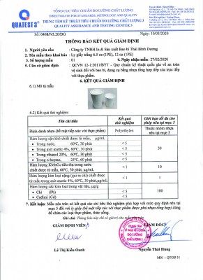 KẾT QUẢ GIÁM ĐỊNH LY GIẤY QCVN 12-1:2011/BYT